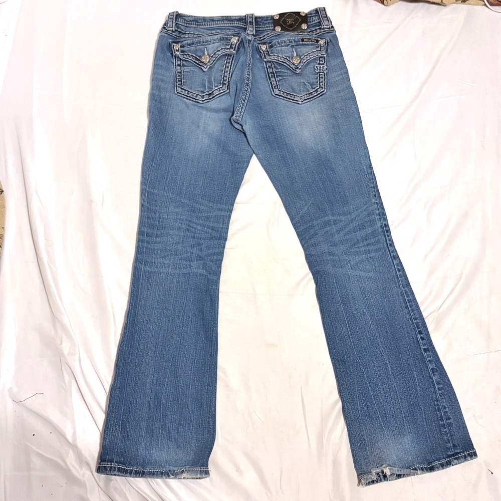 Miss Me Blue Bootcut flare Jeans with rhinestone details on the back pockets - Picture 4 of 14